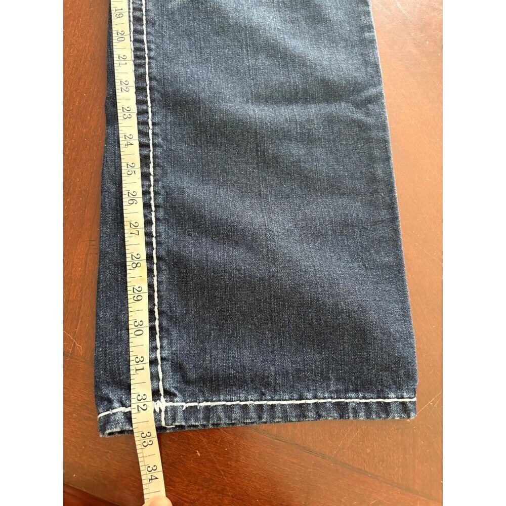 True Religion Y2K Super T World Tour Big Horseshoe Flap Jeans Dark Wash 36 x 33 - Picture 11 of 15